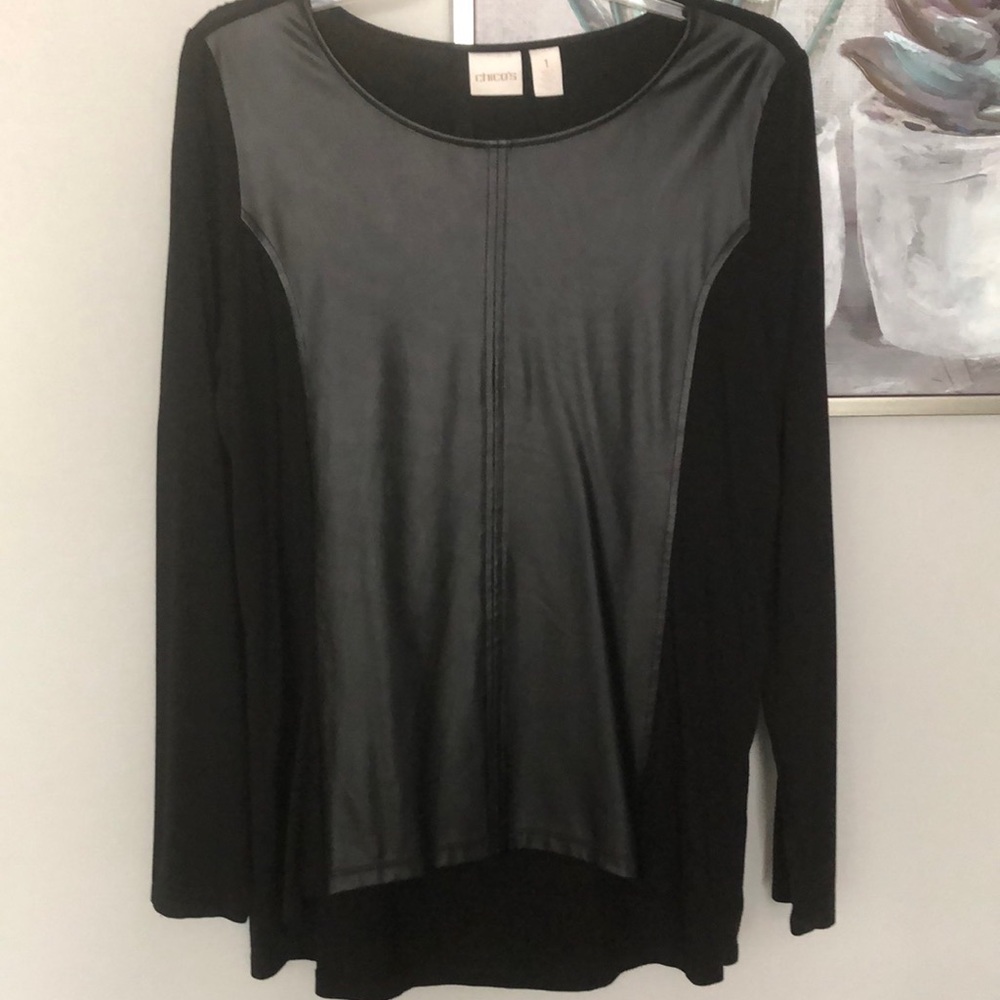 Chico’s Top Long Sleeve Black SZ M ( Chico’s SZ 1)